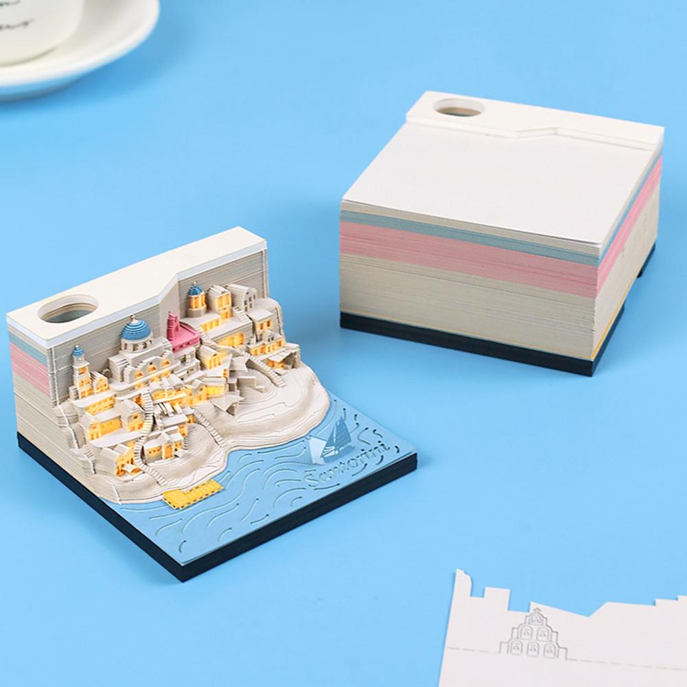 2024 Calendar Memo Pad 3D Carving Notepad Tear Off Paper Memo Pad Block Notes Creative Cherry Blossom Tree Calendar Ornaments