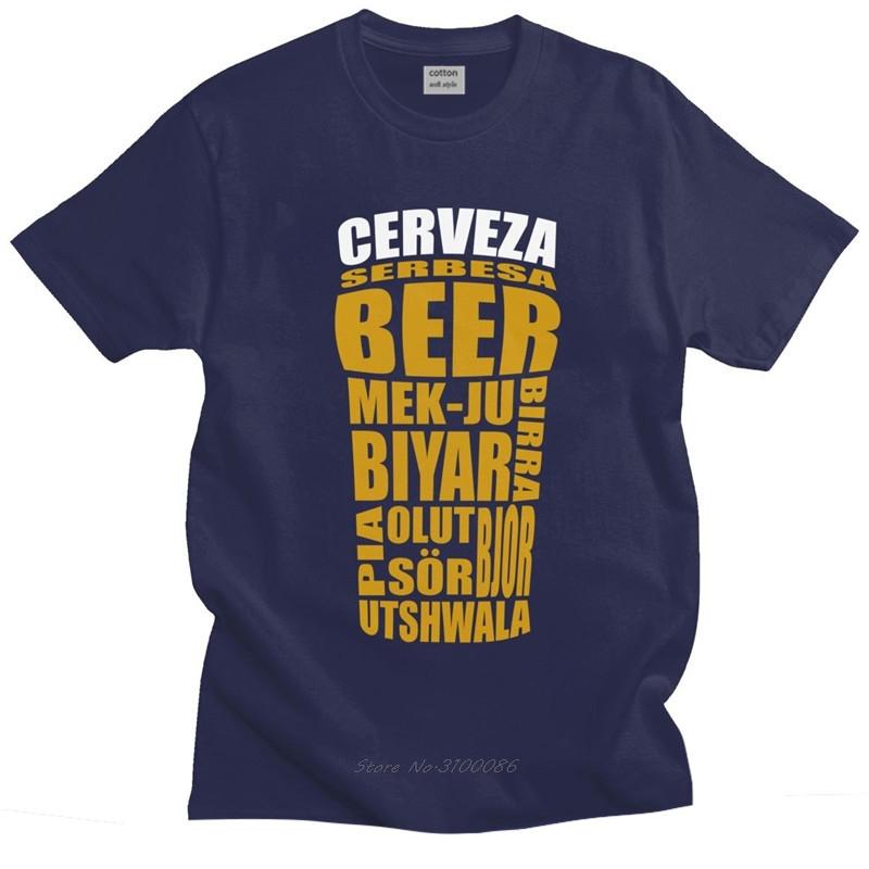 Beer Translations T Shirt for Unisex Cotton Leisure Tshirt Short Sleeves Alcohol Drinking Tee Tops Fashion Slim Fit Clothing