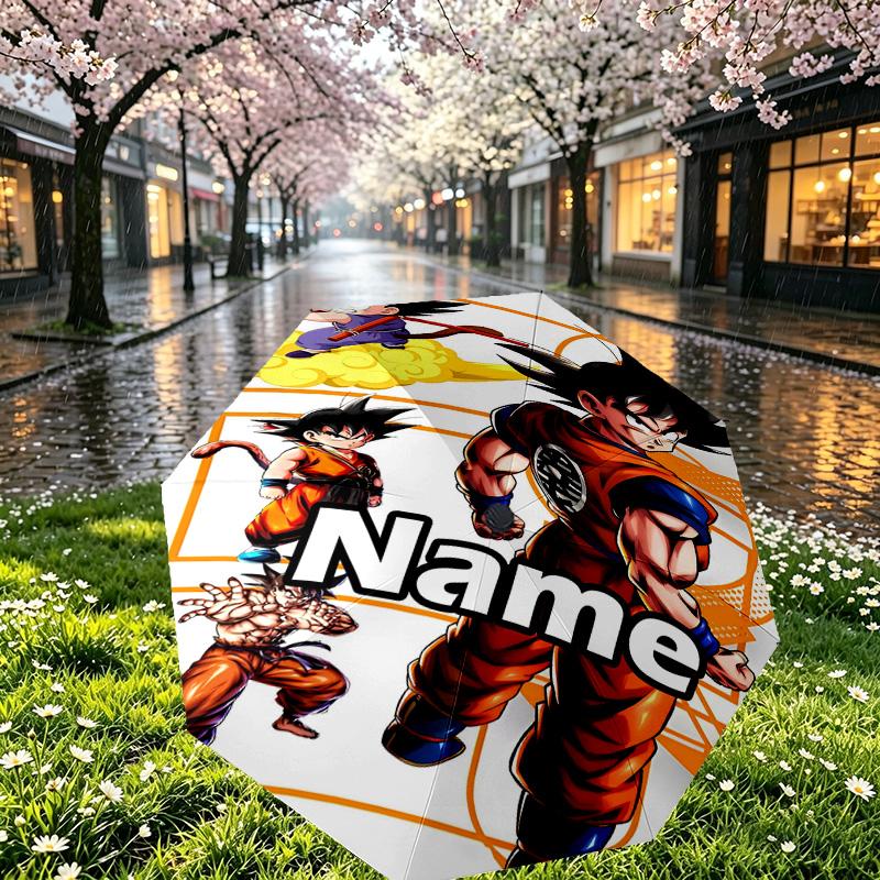Custom Name Personalized Anime Print Umbrella, Auto Open Close, 8‑Rib Sturdy Frame, Commute Camping Hiking Use, Birthday Gift