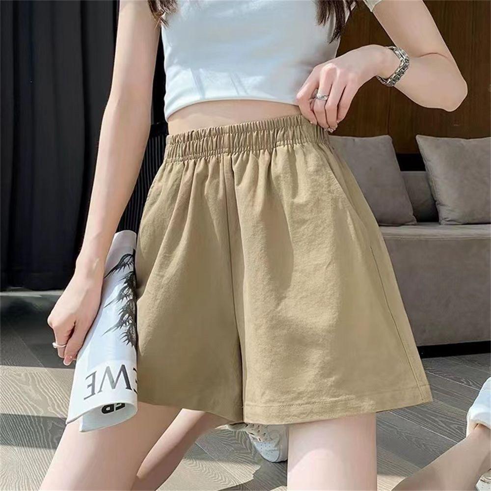 Women s High-Waisted Casual Wide-Leg Summer Shorts - Versatile Korean Style S [Recommended 75-95 jin]