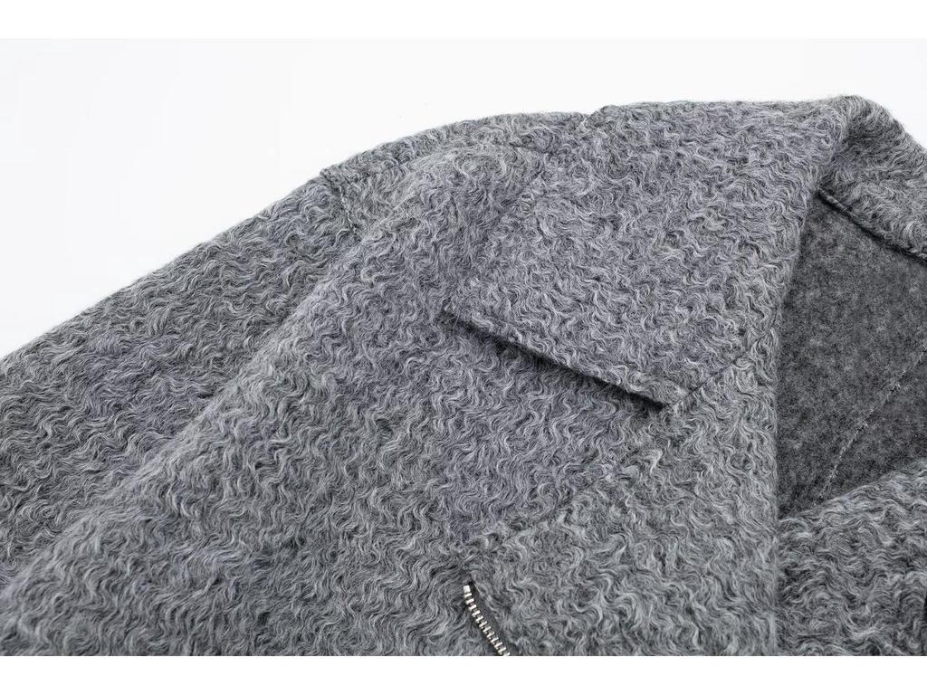 2024 Women's Retro Beaded Wool Coat - High-End Lapel Versatile Woolen Top