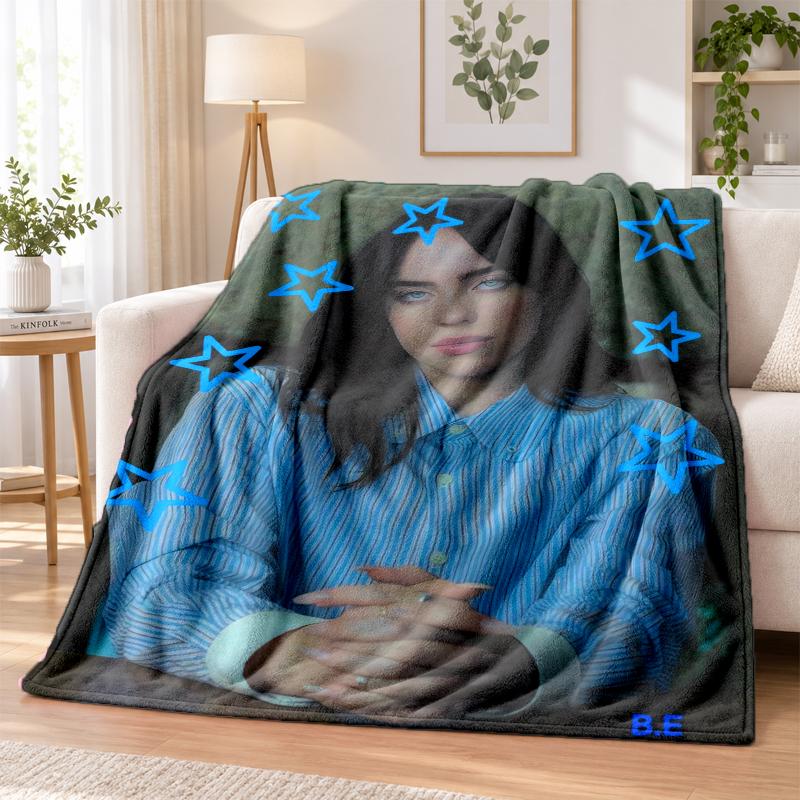 Billie Eilish Flannel Throw Blanket Soft Warm Cozy For Sofa Bed Indoor Home Bedroom Use
