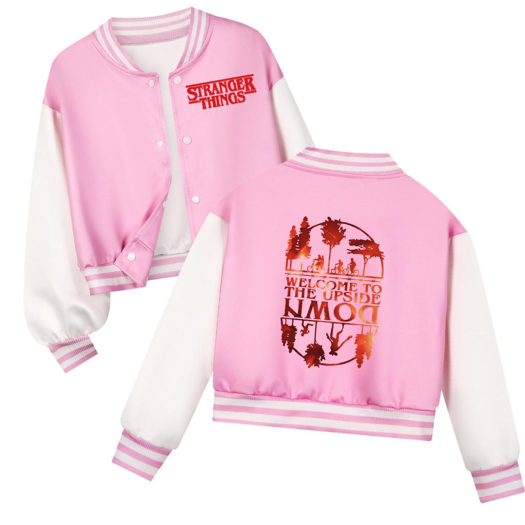 5278 Kinder Stranger Things Bedruckte Lässige Oberbekleidung Langärmelige Baseballjacke Mantel