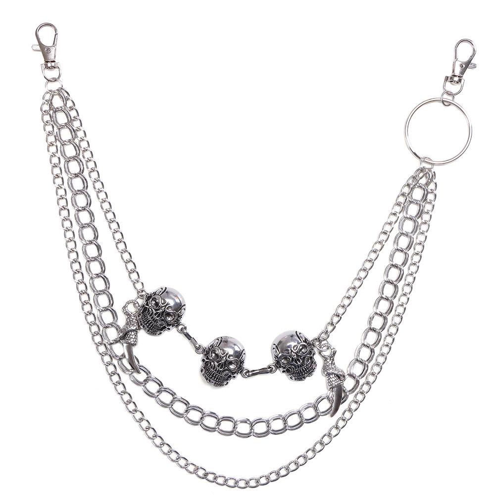 Retro Multi-layer Skull Metal Pant Chain for Denim