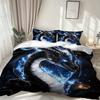 Latacaca 2/3-teiliges Schwarzer Drache Kosmisch Bettbezug-Set, Knitter- und Ausbleichbeständig Maschinenwaschbare Bettwäsche mit Kissenbezügen