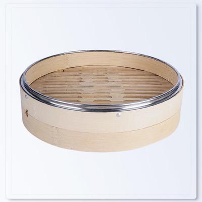 Jinxu Stainless Steel Rimmed Bamboo Steamer Basket Set