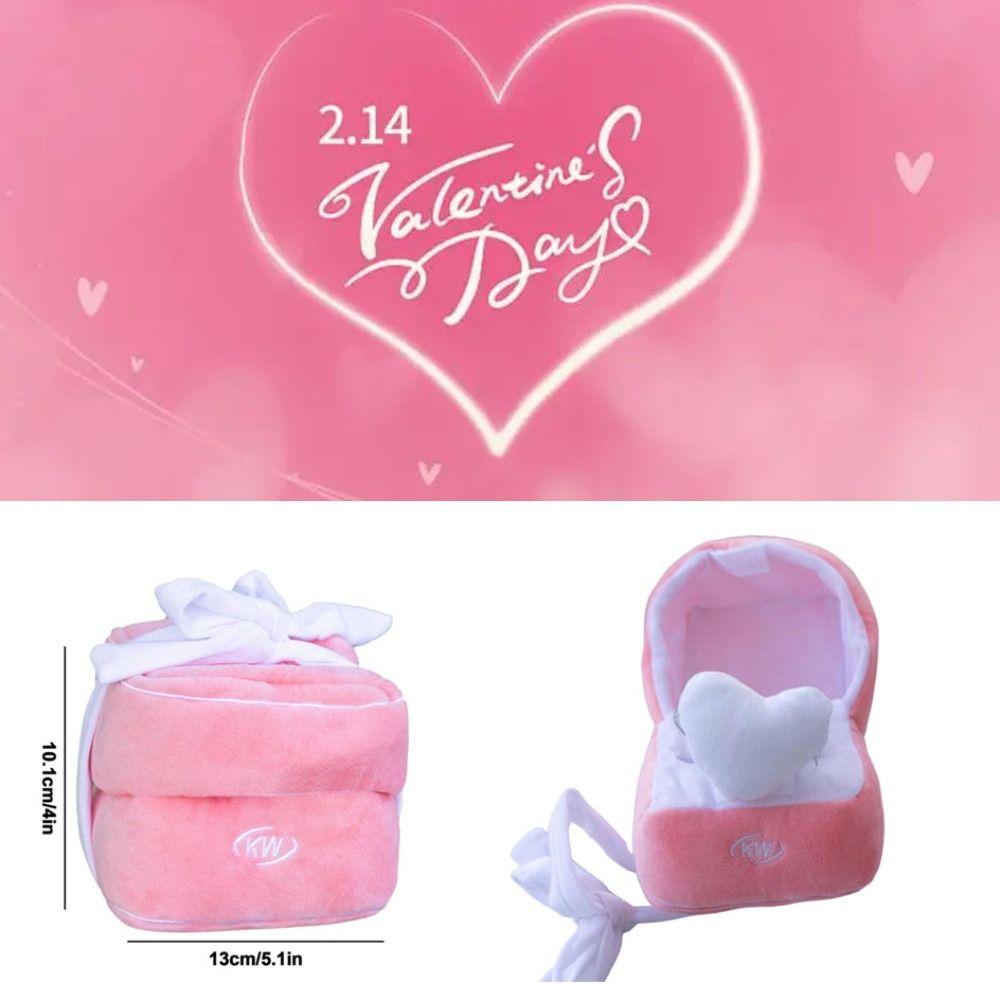 Ring Box Heart Shape Ring Case Toy Plush Ring Box Case Plushies Doll Kids Playing Supplies