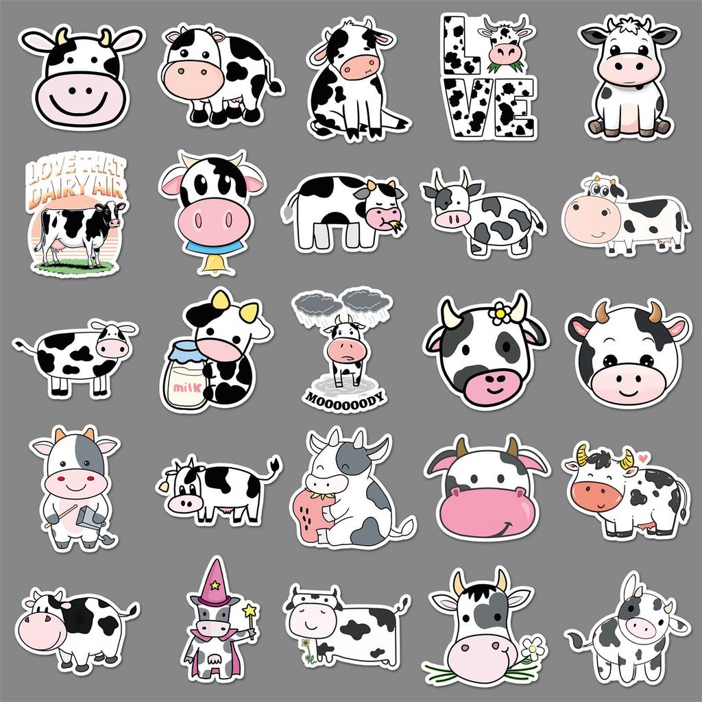 100 Cow Graffiti Cartoon Animal Stickers for Water Bottles, Computers, and Phones