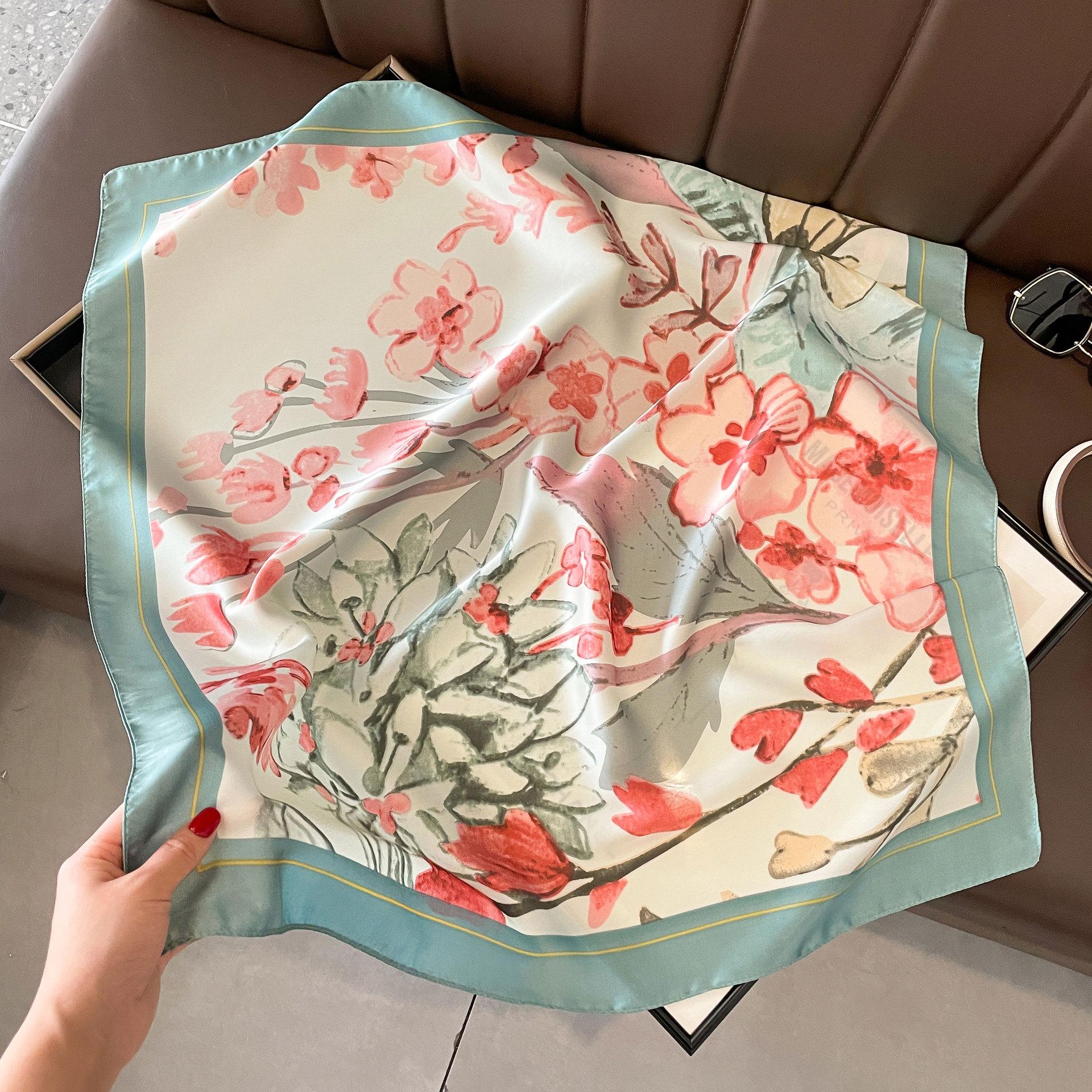 

Высококачественные роскошные шелковые шарфы, повязка на голову, шарфы, шейный шарф для женщин, шелковый шарф с цепочкой, женская декоративная шаль 70*70cm