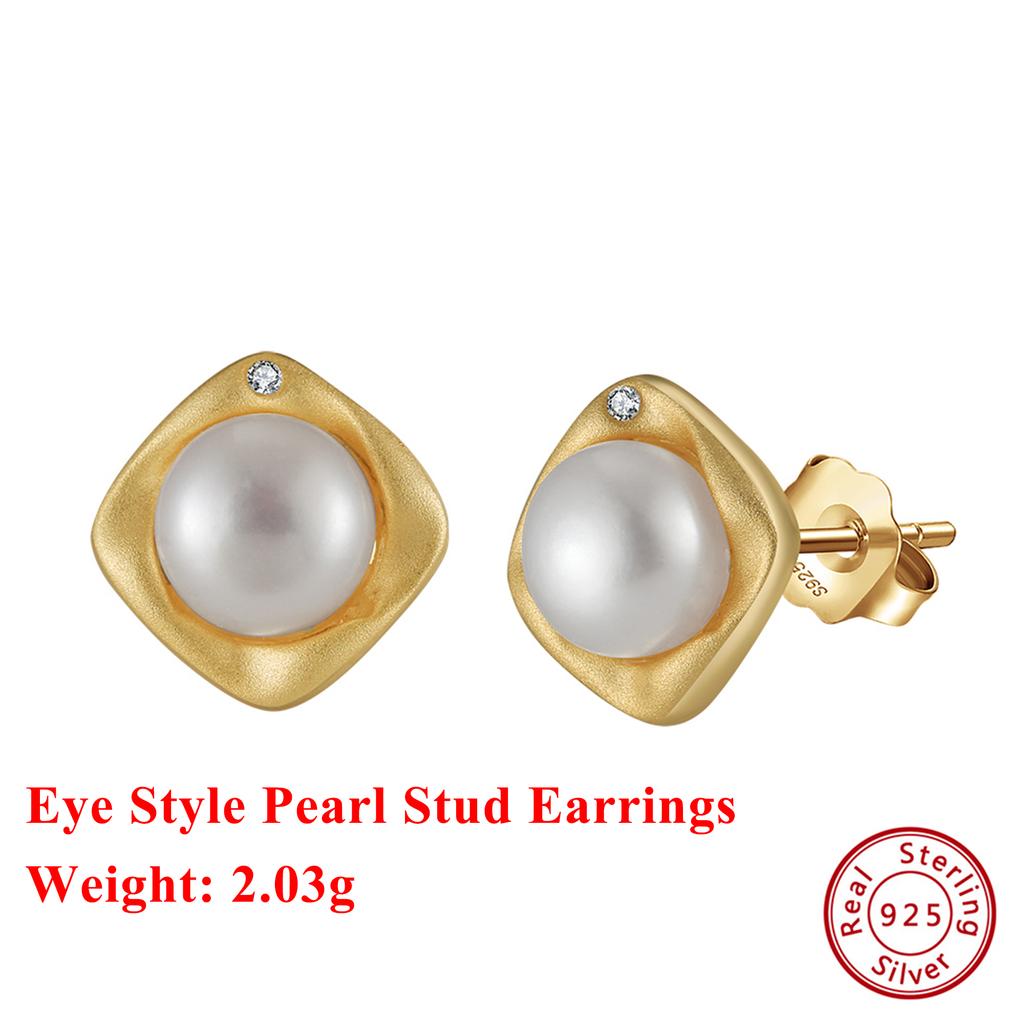 Effie Queen 925 Silber Perlenohrringe 14 Karat Gold Steckerohrringe Modischer Schmuck Ohrschmuck Damenohrringe Für Geschenk GPE99