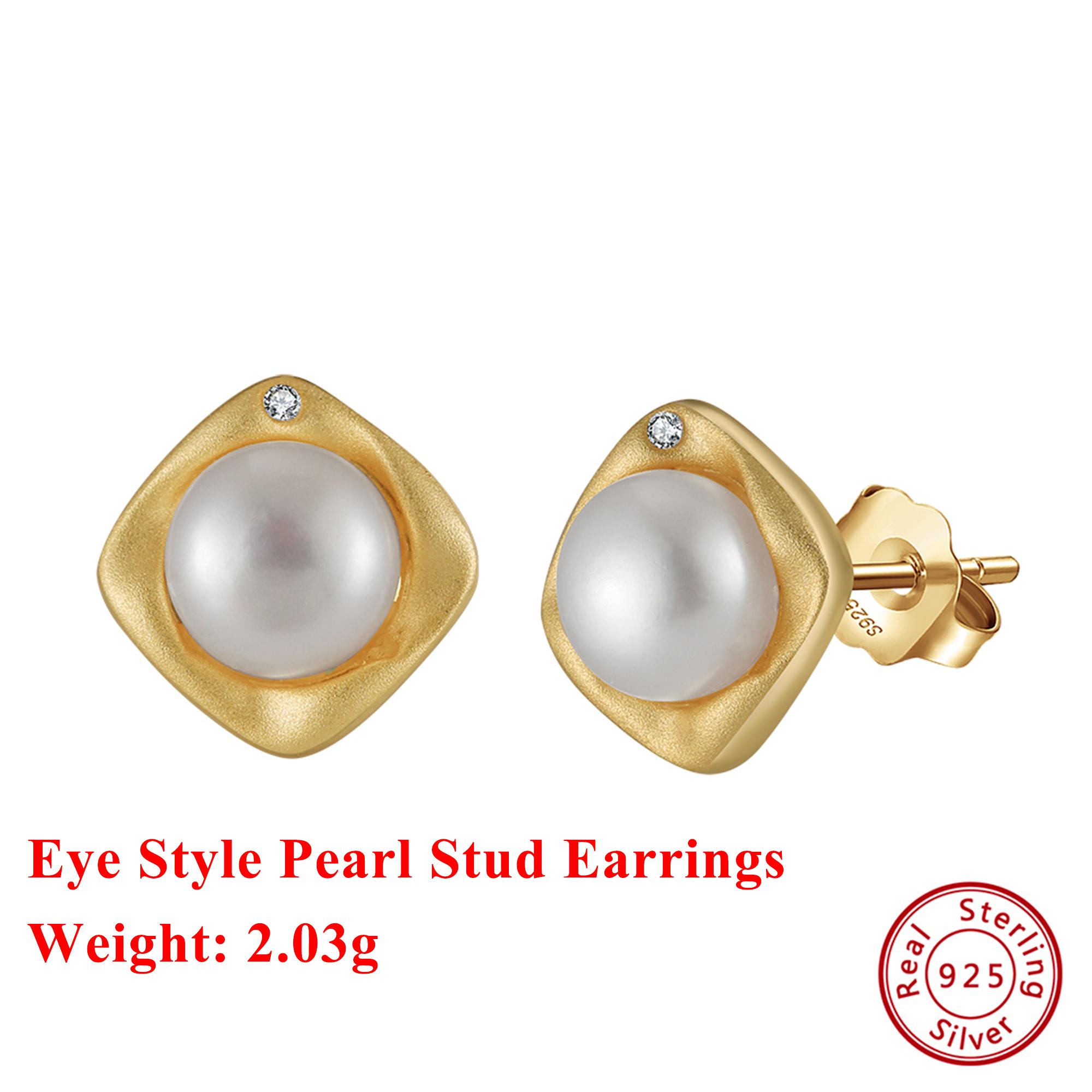 

Effie Queen 925 Silver Pearl Earrings 14k Gold Stud Earrings Fashionable Jewelry Ear Accessory Women s Earrings For Gift GPE99