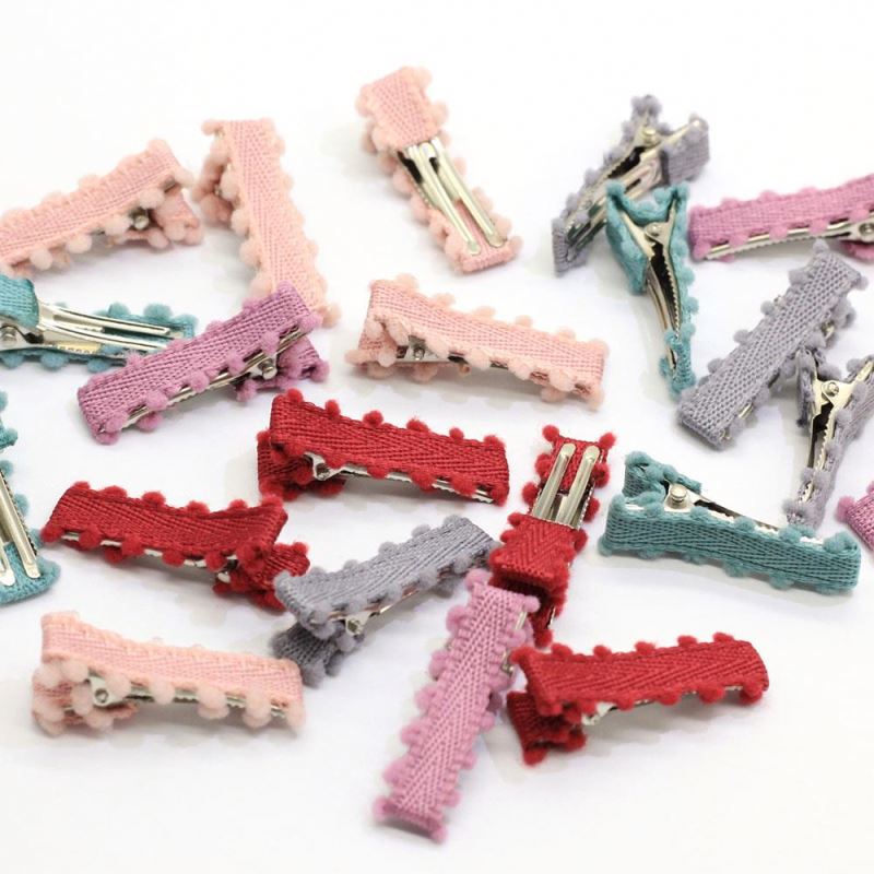 New Christmas Ribbon Lined Small Alligator Clips Decorative Hair Pins Barrettes for Toddlers Braid Accessories