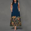 Women Summer Sleeveless V Neck Printed Maxi Dress