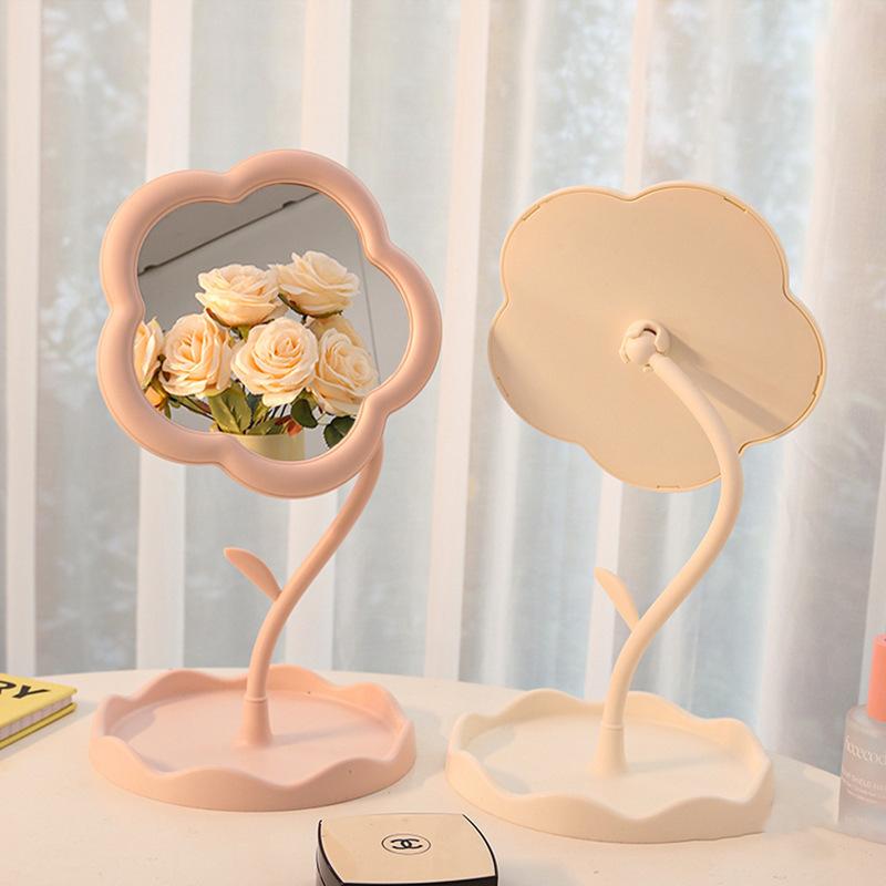 Office Dormitory Decoration High End Style Bedroom Home Supplies Makeup Dressing Mirror Floral Pattern Decorative Mirrors