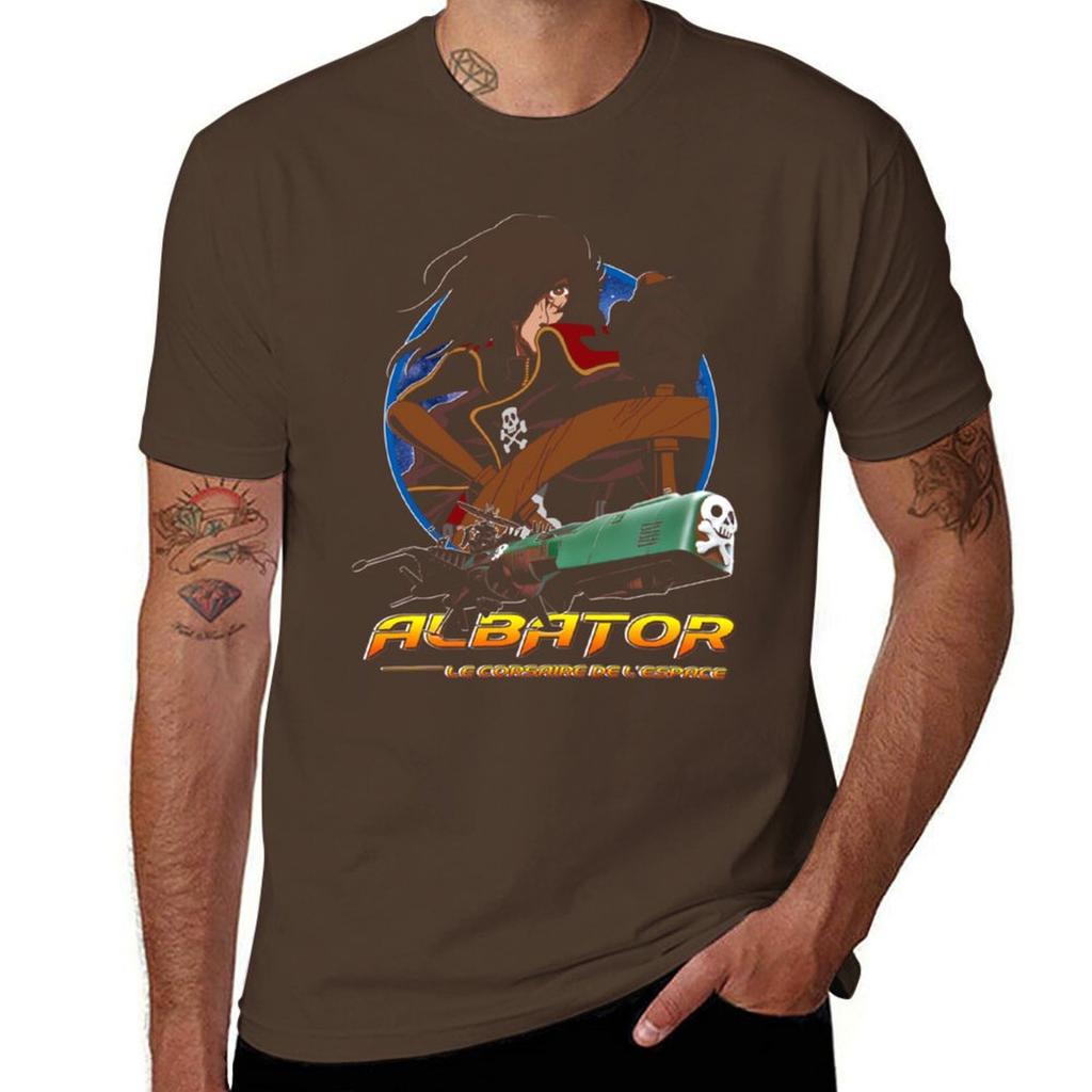 Capitaine Harlock Avec Atlantis - Arcadia - Albator The Space Corsair Essentiel T-Shirt Cute Clothes Blacks T Shirt for Men
