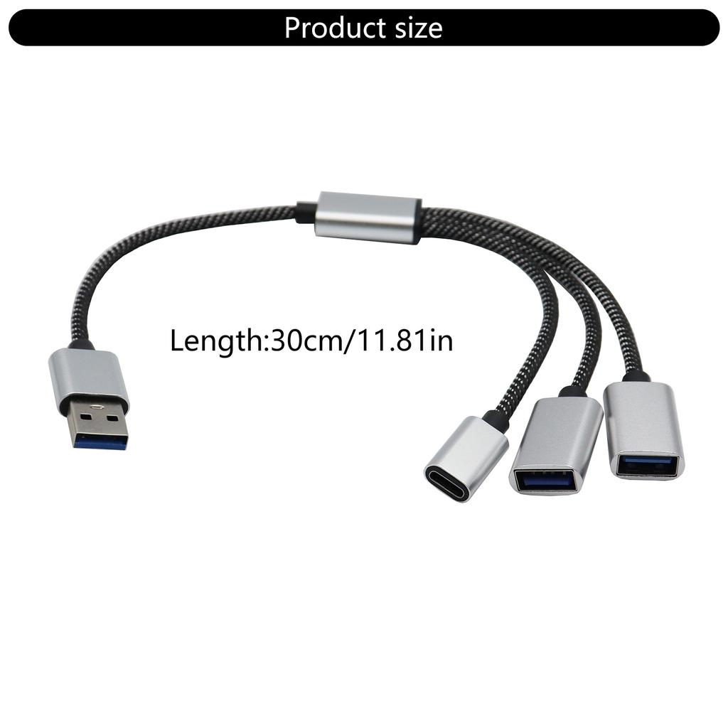 USB 2.0 Power Splitter Cable 1 Male To 2 Female Adapter with USB C for Charging and Data Sync For Laptop Computer