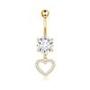 Heart-Shaped Rhinestone Belly Button Ring 5-Piece Set