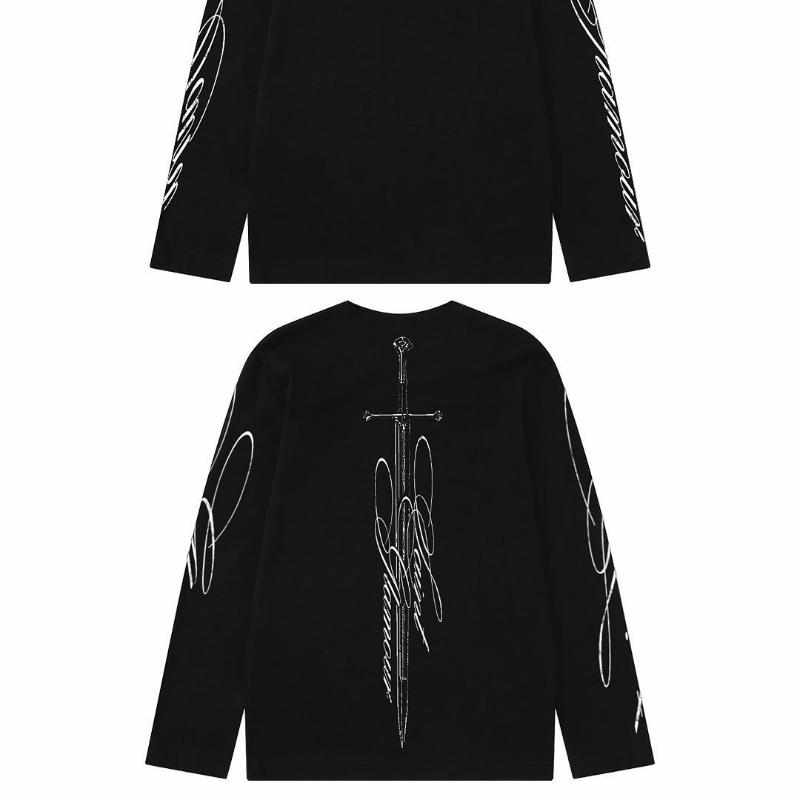 Y2K Fashion Casual Cross Print Autumn Long Sleeved Loose Men's and Women's Top