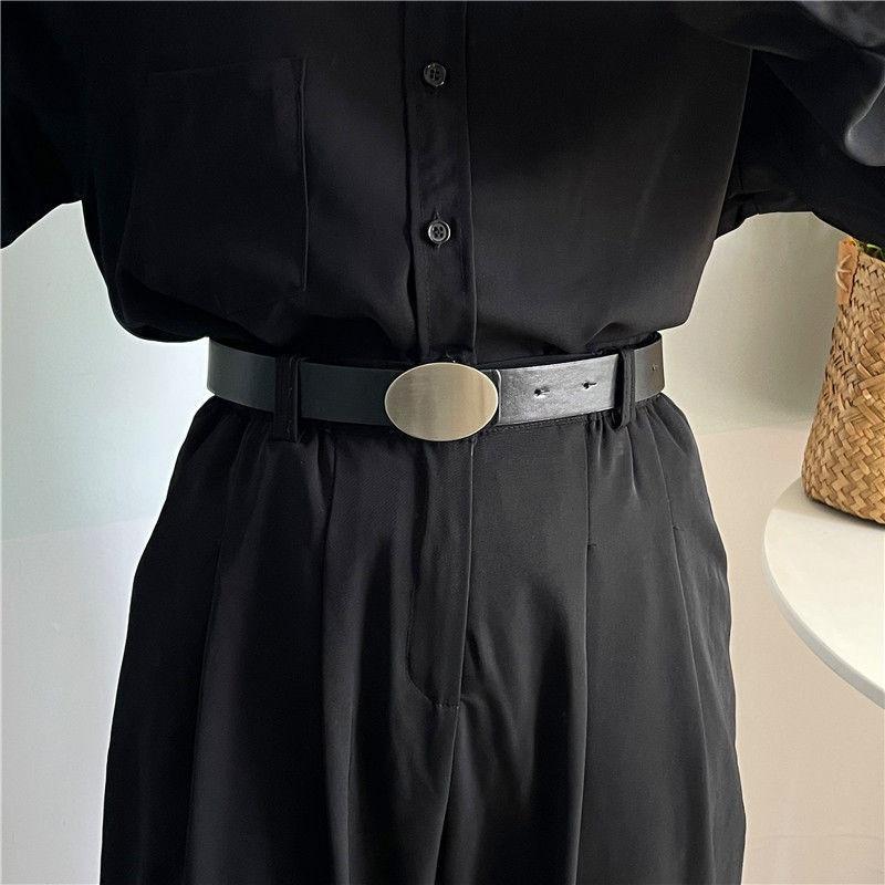 Trendy Black Pu Waist Belt With Smooth Buckle Ideal For Students And Casual Wear