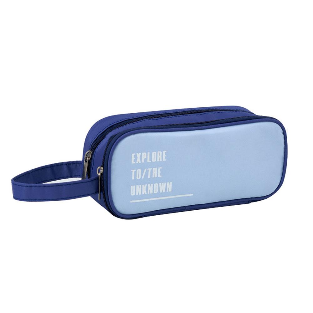 Candy Color Handheld Large Capacity Pen Bag Double Zipper Student Stationery Bag Multifunctional Pencil Case