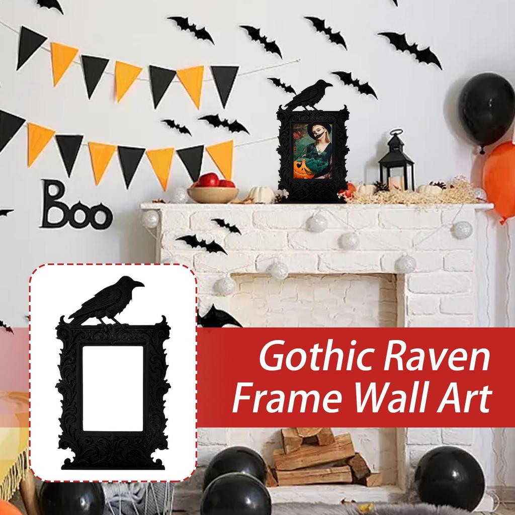 Gothic Halloween Crow Photo Frame Atmosphere Ornaments Multi-purpose Art Decorations For Home Desktop Festival Parties