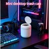 Press Type Small Trash Can with Lid Round/Triangle Plastic Waste Bin Mini Desktop Trash Can  Car