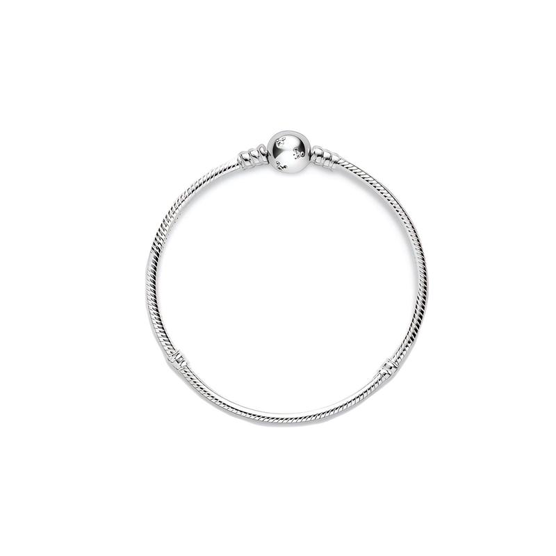 Pandora Disney Moment Series Sparkling Mickey Snake Bone Chain 925 Silver Cubic Zirconia Bracelet Same Style for Couples for Men and Women 590731CZ