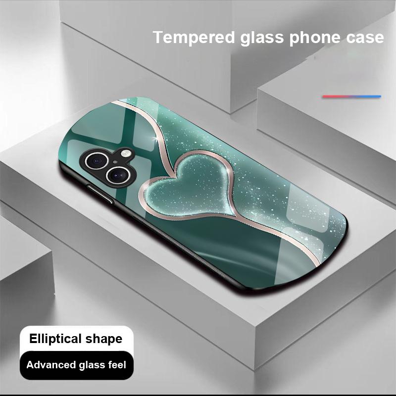 Gradual Love Big For Apple IPhone 16 11 13 15 14 Pro Max 12 Mini 7 8 Plus XR X XS SE Elliptical Shaped Tempered Glass Phone Case