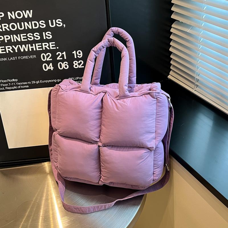 Fashion hand carry cotton clothes bag women's 2025 autumn and winter new trend shoulder bag lazy wind simple messenger bag