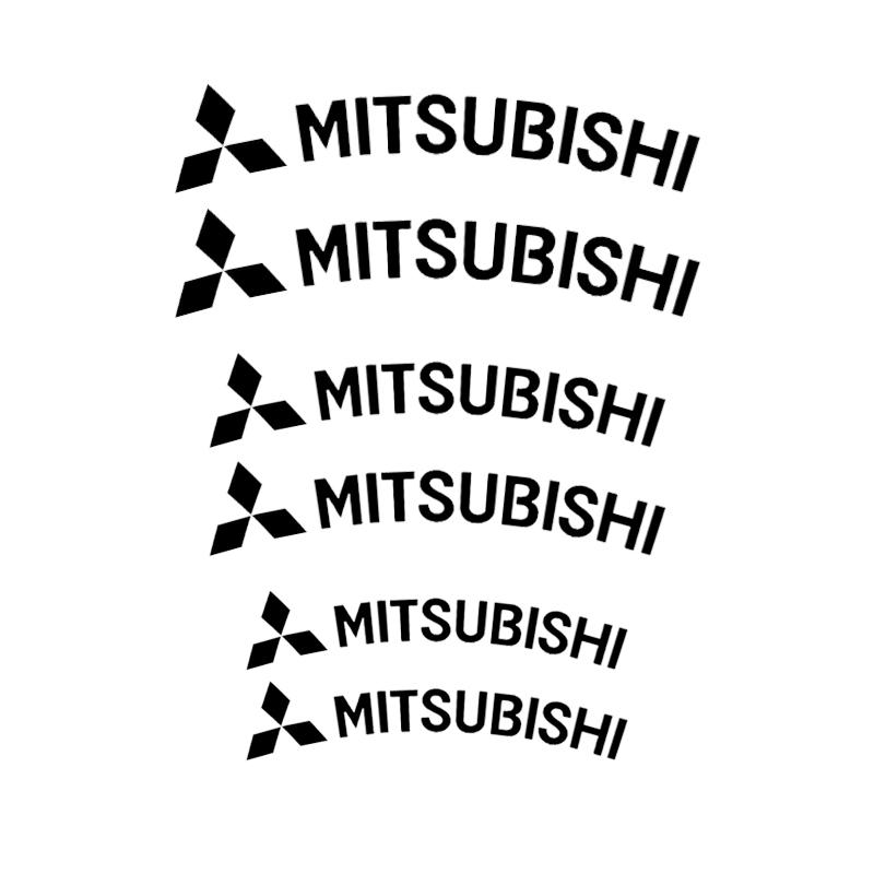 6pcs Car Wheel Caliper Stickers Vinyl Brake Decal for Mitsubishi Lancer Mirage OTO ASX L300 Montero L200 Outlander Delica Pajero