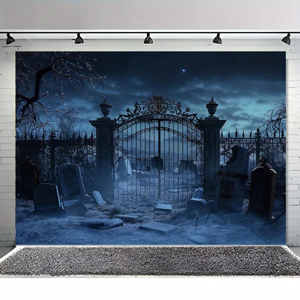 Halloween horror cemetery backdrop fabric party decoration banners multi-functional indoor and outdoor photo props.PMJ