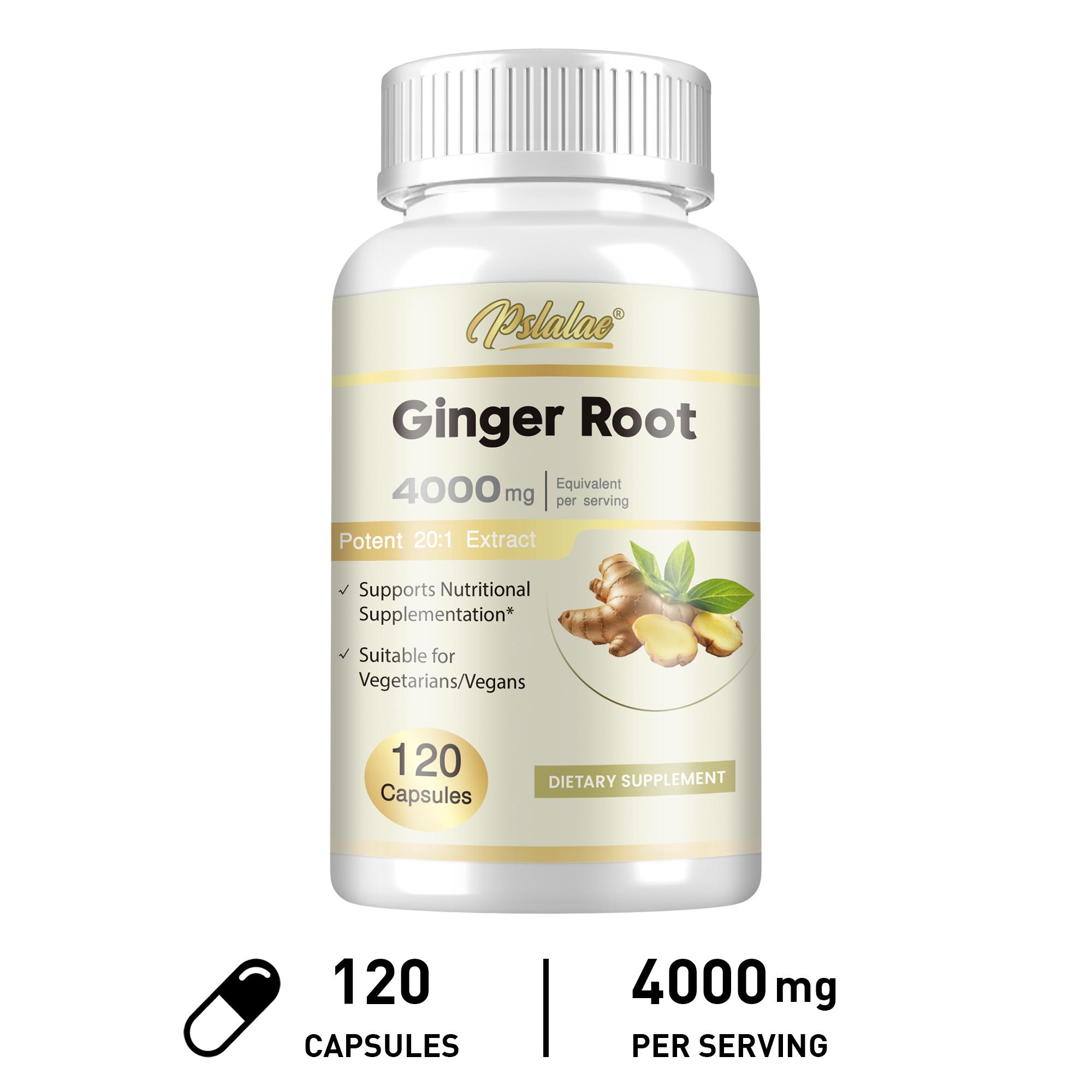 Pslalae Ginger Root Dietary Supplement, Contains Ginger Root Extract, High Content 4000mg, Daily Nutritional Supplement 120*1