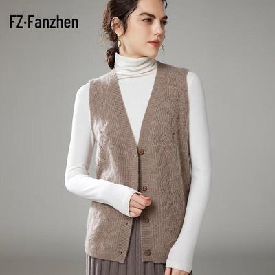 Cardigan da donna con scollo a V in misto cashmere