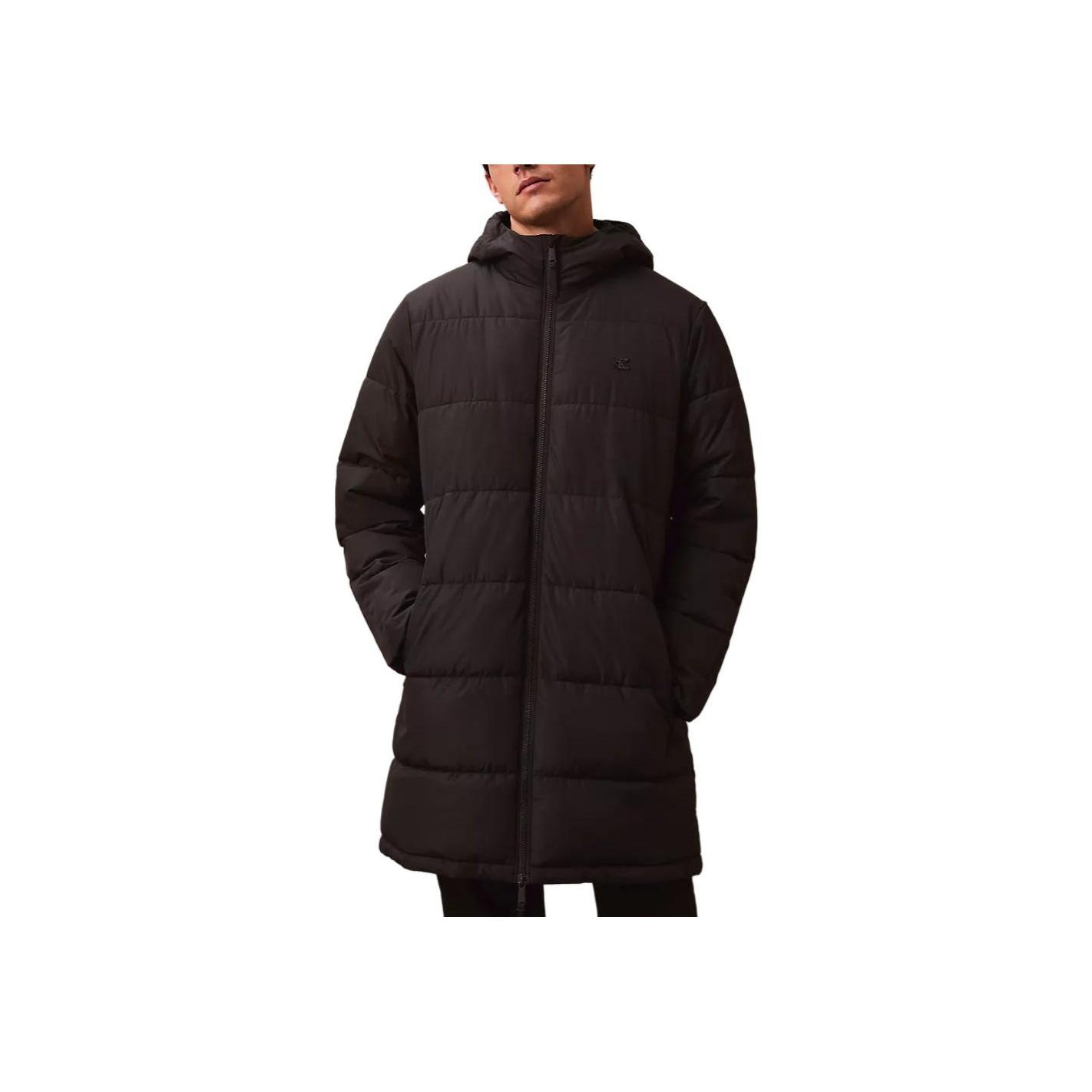 

Calvin Klein Embroidered Letter Heavyweight Long Hooded Down Jacket Men outerwear Black 40EM545-001 XL