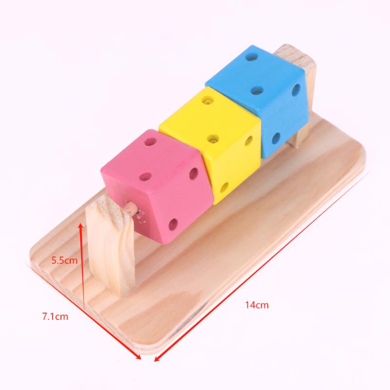 1 Stück Hamster-Kauspielzeug aus Holz, Plattform zum Zähneknirschen, Spielzeug zur Förderung der Intelligenz, bunter Holzblock für Kleintiere