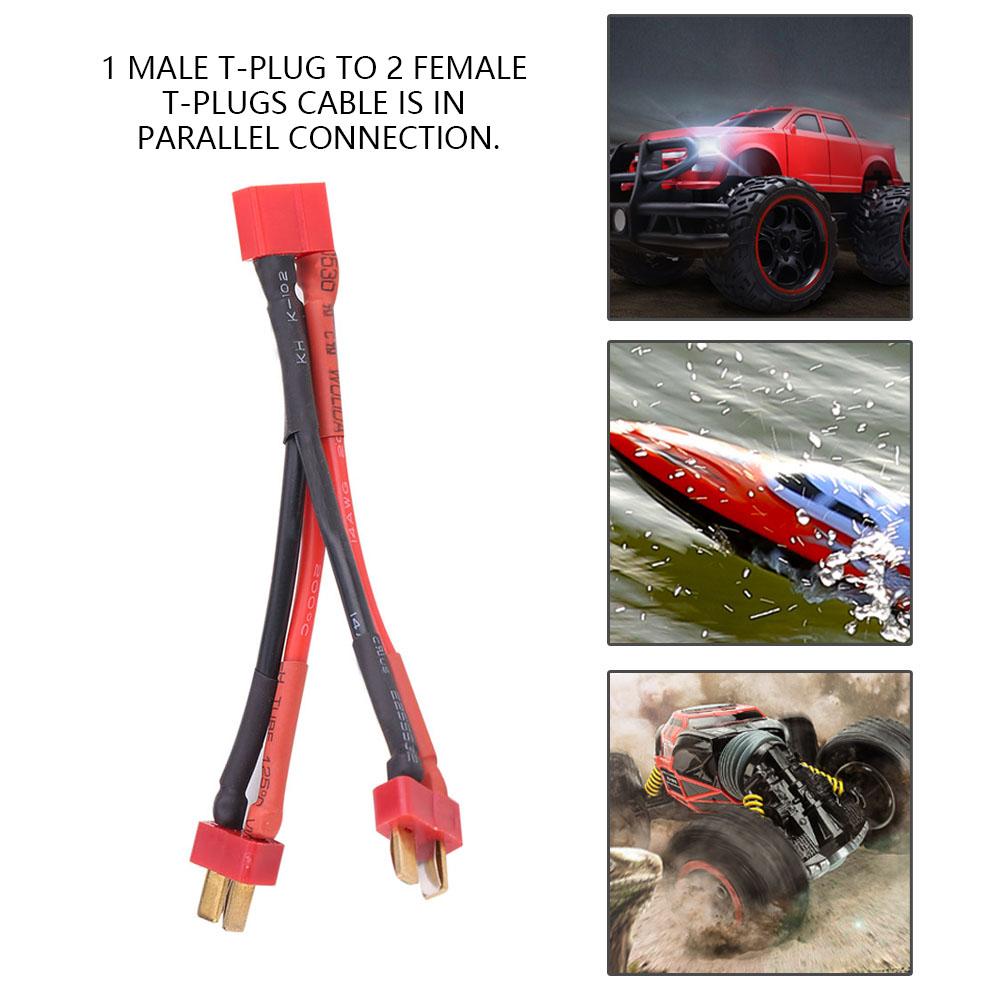Deans Style T Plug 2 Male To T Plug 1 Female Power Cable Silicone Wire for 2 6S Lipo Battery