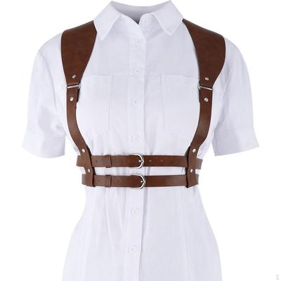 Body Waist Belt Steampunk Women Adjustable Buckle Chain Bustier Waistband PU Leather Punk Harness