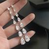 ZAKOL Gorgeous Water Drop Zirconia Long Dangle Earrings Women Sliver Color Shiny Zircon Crystal Bridal Earring Party Zircon