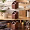 Wooden Chopstick Holder with Two Compartments Angled Edges Walnut Cooking Tool