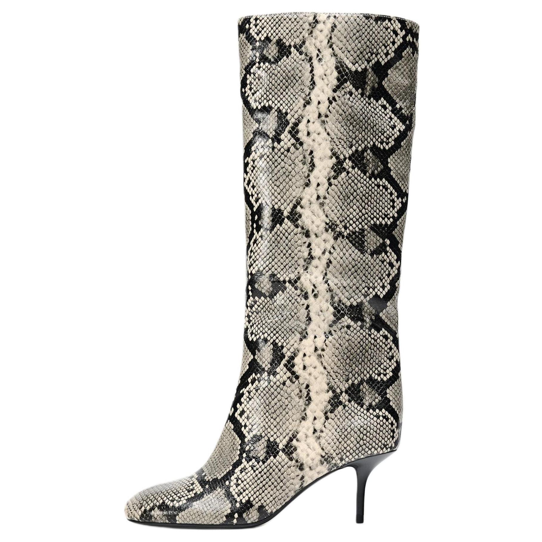 

Zara Женские сапоги до колена из искусственной кожи на высоком каблуке с животным принтом 6,5 см Многоцветные 12830510202 39