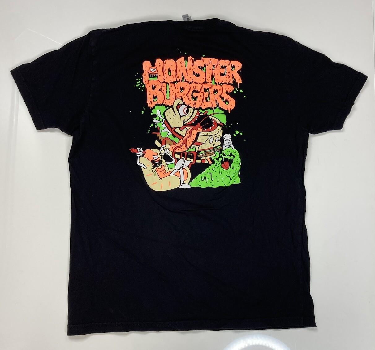 Monster Burgers Graphic T-shirt Men XL Black Short Sleeve S