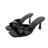 Fashion 2025 Summer Modern Women's Slippers Concise Square Toe Thin Heels Plus Size Party Thong Sandals Elegant Dress Slippers Zapatos