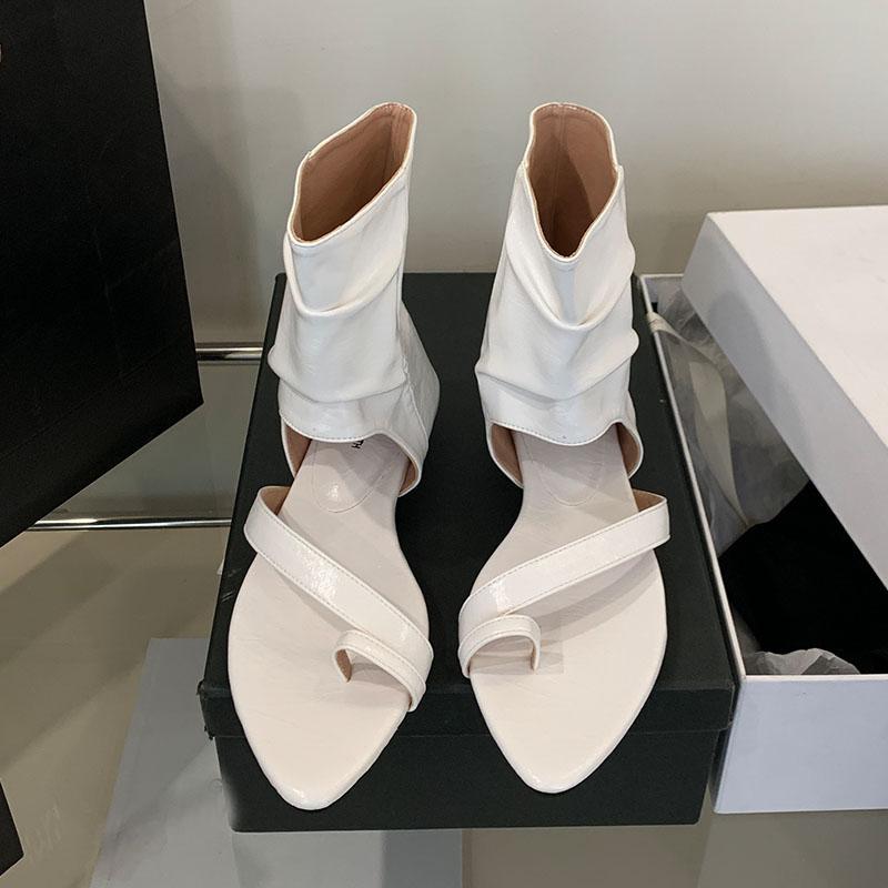 

Fashion Female Slip On Footwear Women Heeled Sandals Ankle Booties Shoes Flip flops Fashion Open Toe Ladies Low Heel Sandals Boots 35 белый