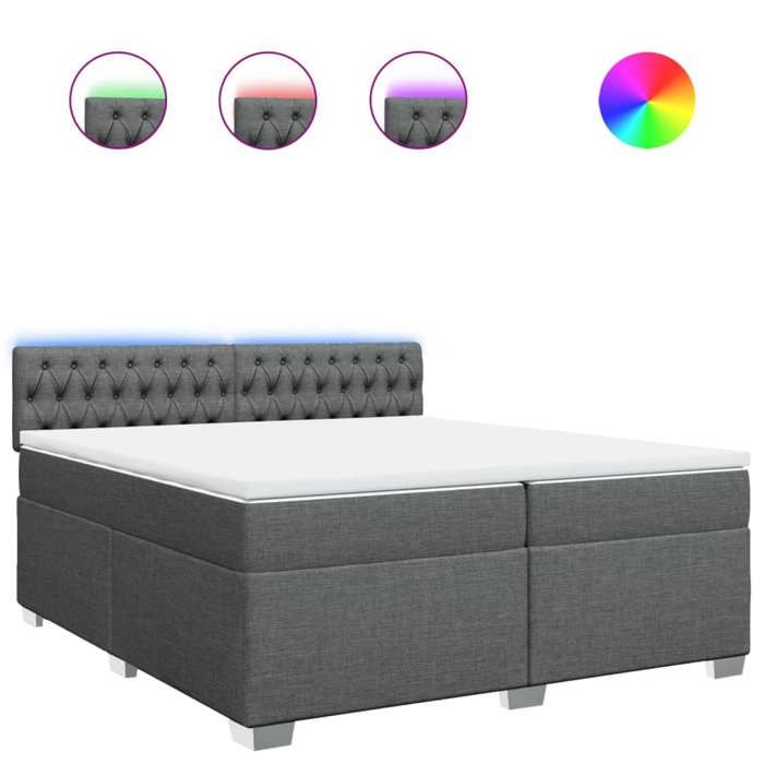 Maison Exclusive - Sommier à lattes de lit avec matelas Gris foncé 200x200cm Tissu