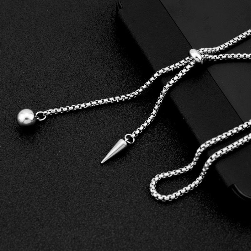 New Personalized Round Tapered Adjustable Pull-out Titanium Steel Necklace Hip-hop Men's Versatile Sweater Chain Accessories