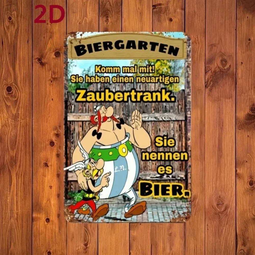 Rustic Vintage Metal Tin Sign with Humorous German Festival Design for Farmhouse Bar