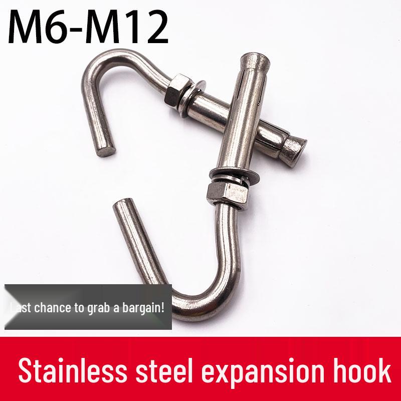 304/201 Stainless Steel Hook Expansion Anchor Bolt for Hanging, M6 M8 M10 M12