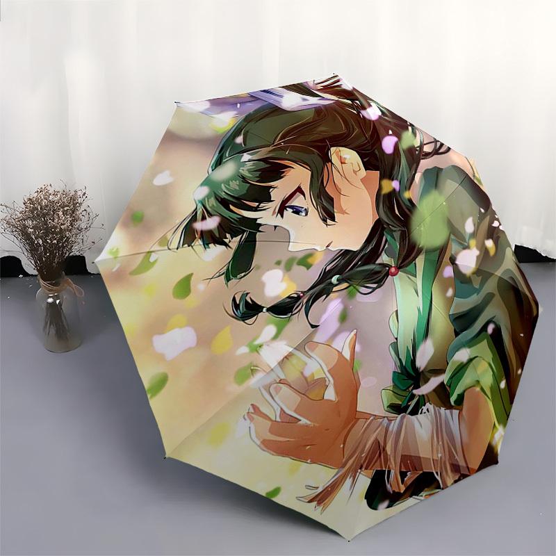 1pc Outdoor Umbrella with Anime Character Design - Automatic Opening/Closing Umbrella with Portable Tri-Fold Design, 8-Rib Iron Frame, Perfect Gi