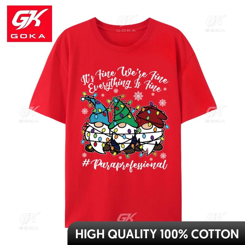

Cute Gnomes Everything Is Fine Christmas Paraprofessional Tshirt Cotton Tee Shirt Tops Plus Size Birthday Gift TShirt S