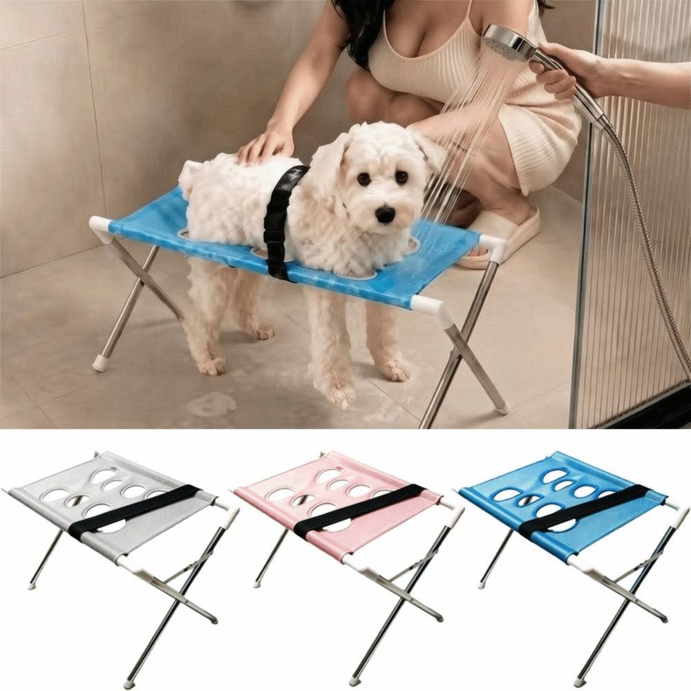 Non-Slip Pet Bathing Stand Quick-Dry Mesh Pet Washing Rack Nail Clipping Station Nail Trimming
